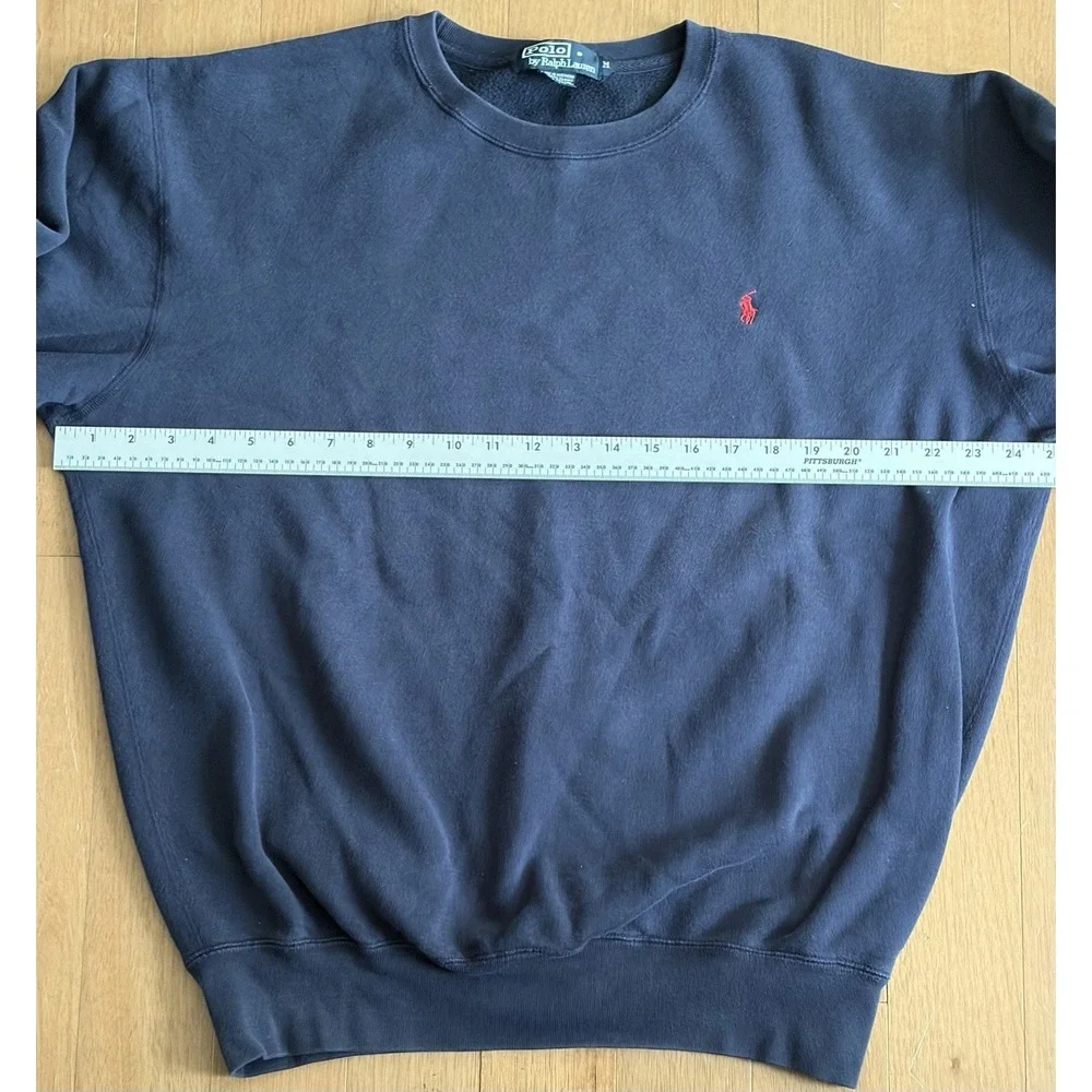 Vintage 90s Polo Ralph Lauren Sweatshirt Mens Medium Navy Blue Boxy Crewneck